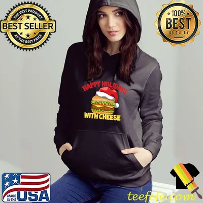 Happy Holidays With Cheese Burger Christmas Santa Hamburger T-Shirt