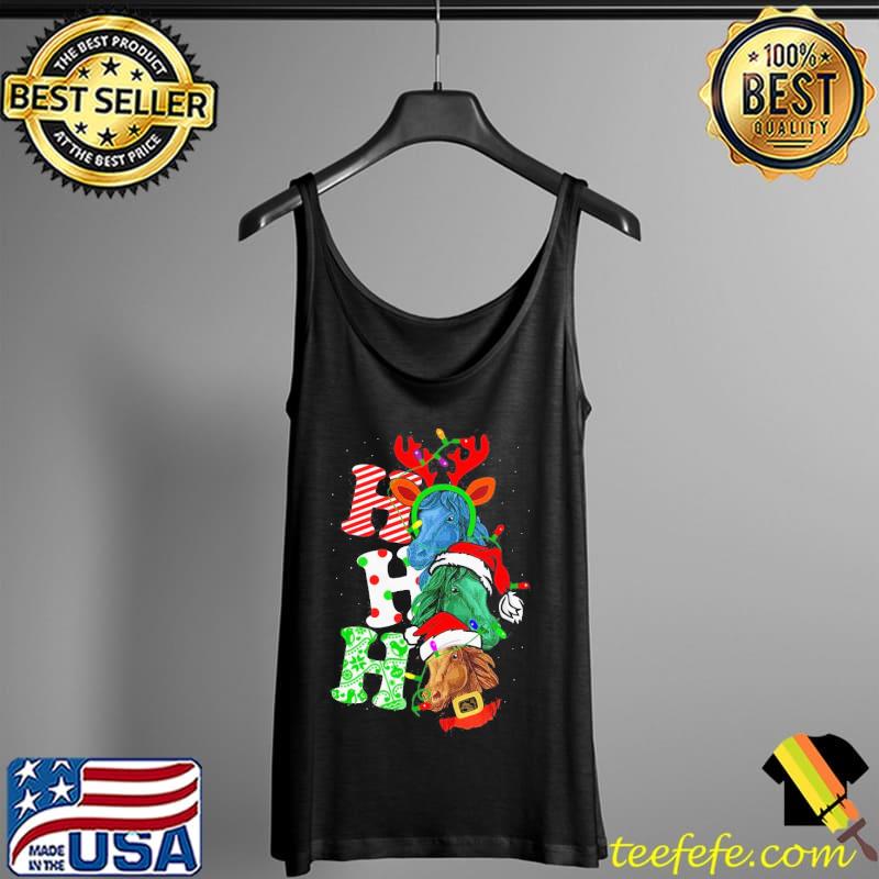 Hot Ho Ho Ho Horses Santa Elf Reindeer Merry Christmas Light Shirt Tank Top Hot Ho Ho Ho Horses Santa Elf Reindeer Merry Christmas Light Shirt Tank Top