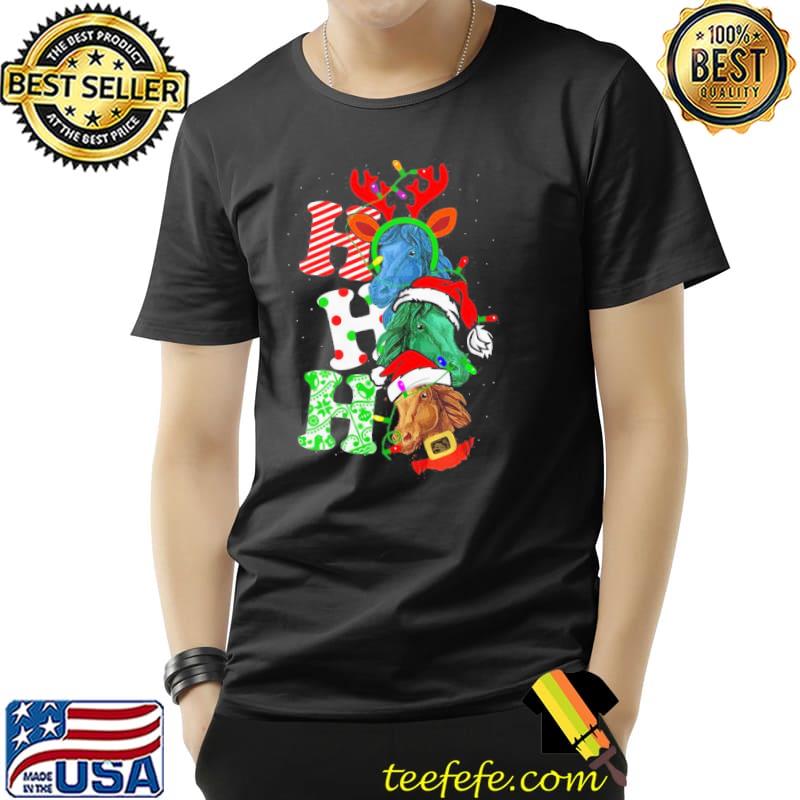Hot Ho Ho Ho Horses Santa Elf Reindeer Merry Christmas Light Shirt Unisex Hot Ho Ho Ho Horses Santa Elf Reindeer Merry Christmas Light Shirt Unisex
