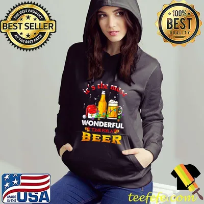 It's the most Wonderful Time For A Beer Christmas Santa Hat Holiday Outfit T-Shirt