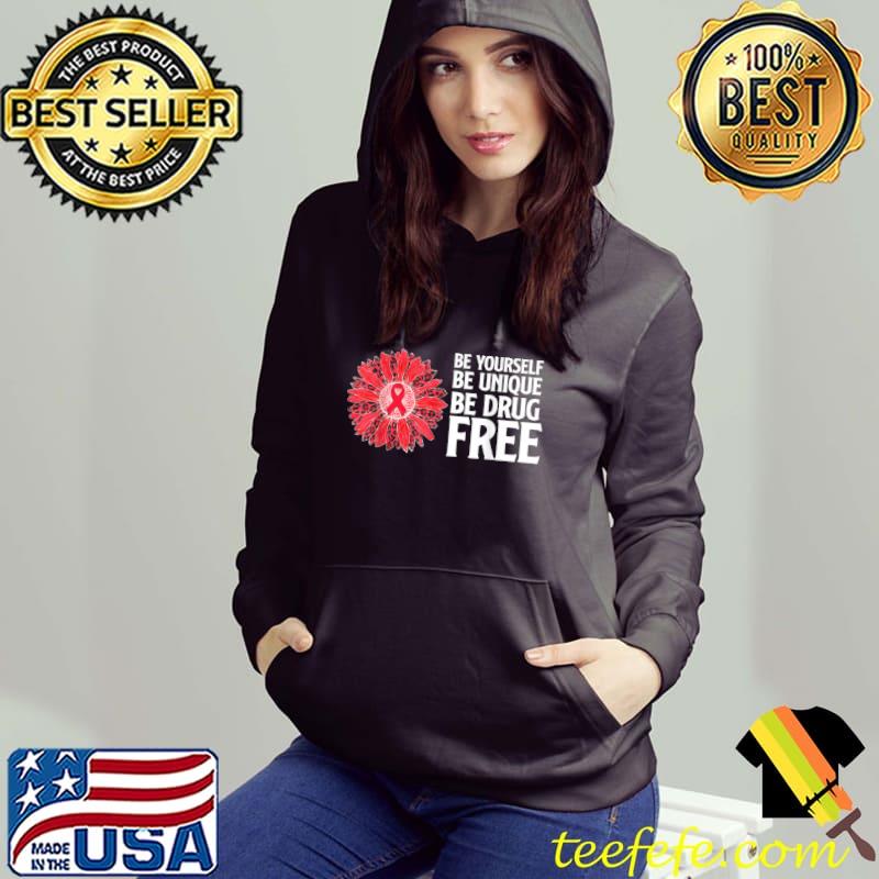 Leopard Sunflower Red Ribbon Week Awareness 2021 Be Yourself T Shirt