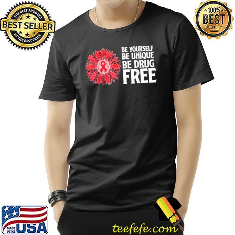 Leopard Sunflower Red Ribbon Week Awareness 2021 Be Yourself T Shirt Unisex Leopard Sunflower Red Ribbon Week Awareness 2021 Be Yourself T Shirt Unisex