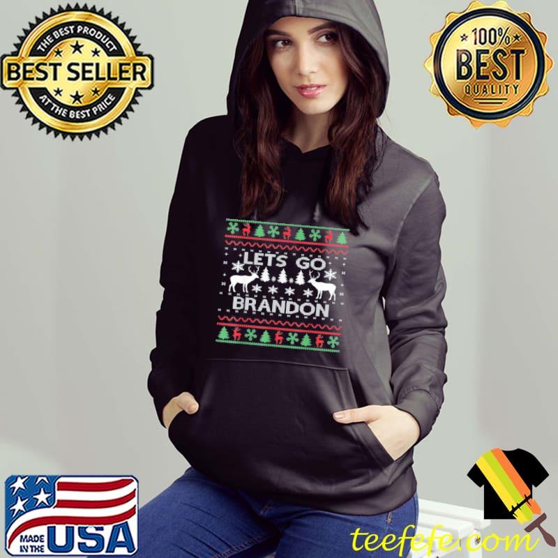 Let's go branson let's go brandon christmas white reindeer shirt