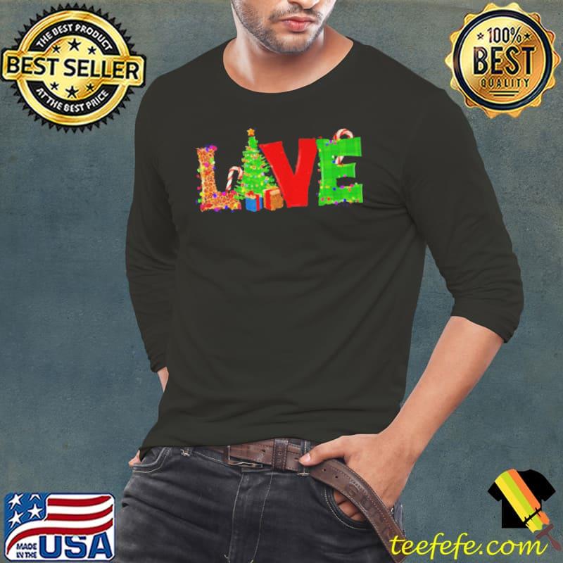Liebe mit dekorativen weihnachtsbuchstaben grafik Long Sleeve Tee Liebe mit dekorativen weihnachtsbuchstaben grafik Long Sleeve Tee