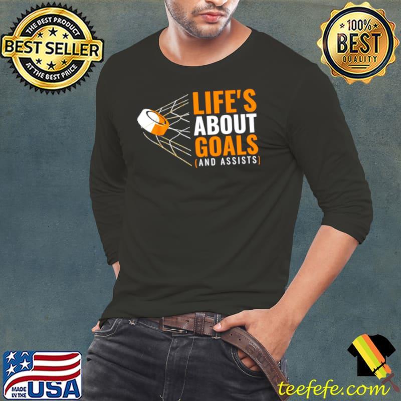 Life’s About Goals Ice Hockey Shirt Long Sleeve Tee Life’s About Goals Ice Hockey Shirt Long Sleeve Tee