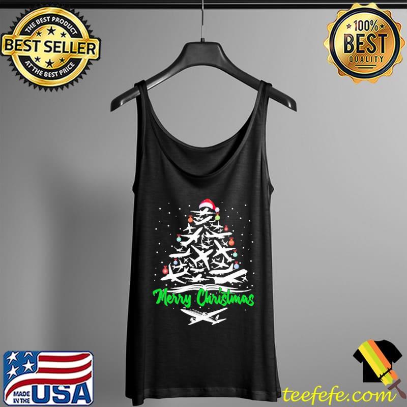 Merry Christmas Airplane Tree Shirt Tank Top Merry Christmas Airplane Tree Shirt Tank Top