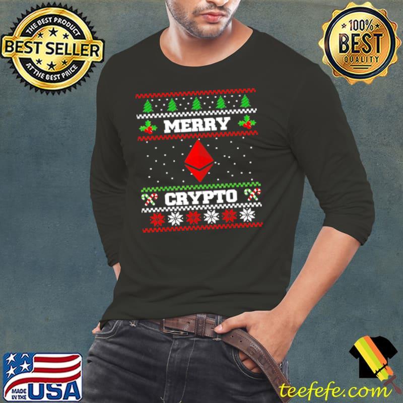 Merry Crypto Ethereum Hässlicher Weihnachtspullover Shirt Long Sleeve Tee Merry Crypto Ethereum Hässlicher Weihnachtspullover Shirt Long Sleeve Tee