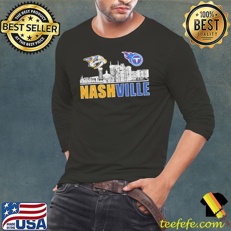 Nashville Predators And Tennessee Titans Football Nashville City Shirt Long Sleeve Tee Nashville Predators And Tennessee Titans Football Nashville City Shirt Long Sleeve Tee