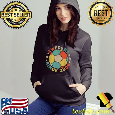 Nice 13 Years Old Gifts Awesome Since 2008 13th Birthday Soccer T Shirt