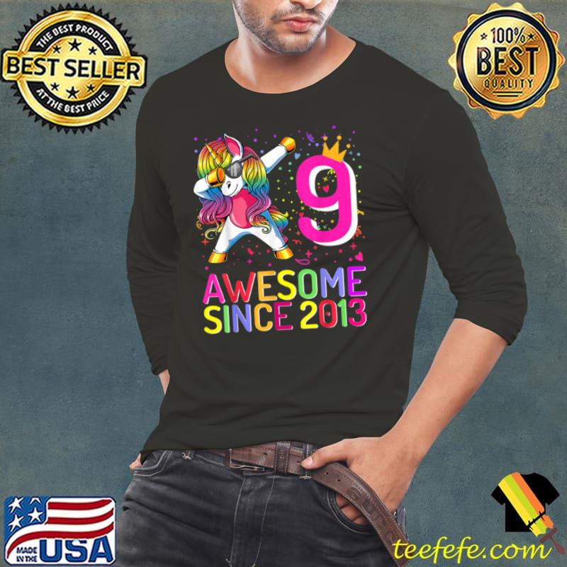 Nice 9 Years Old Unicorn Dabbing 9th Birthday Girl Unicorn Party T Shirt Long Sleeve Tee Nice 9 Years Old Unicorn Dabbing 9th Birthday Girl Unicorn Party T Shirt Long Sleeve Tee