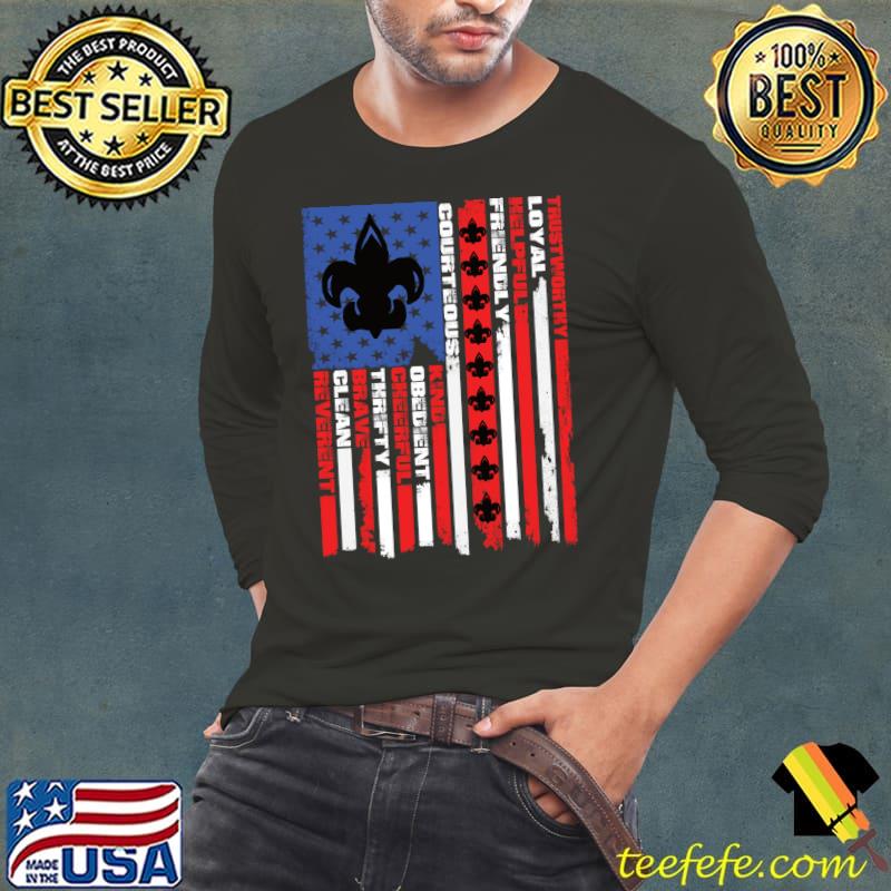 Nice Camping Hiking Scouting Vintage America Flag Scouting Law T-Shirt Long Sleeve Tee Nice Camping Hiking Scouting Vintage America Flag Scouting Law T-Shirt Long Sleeve Tee