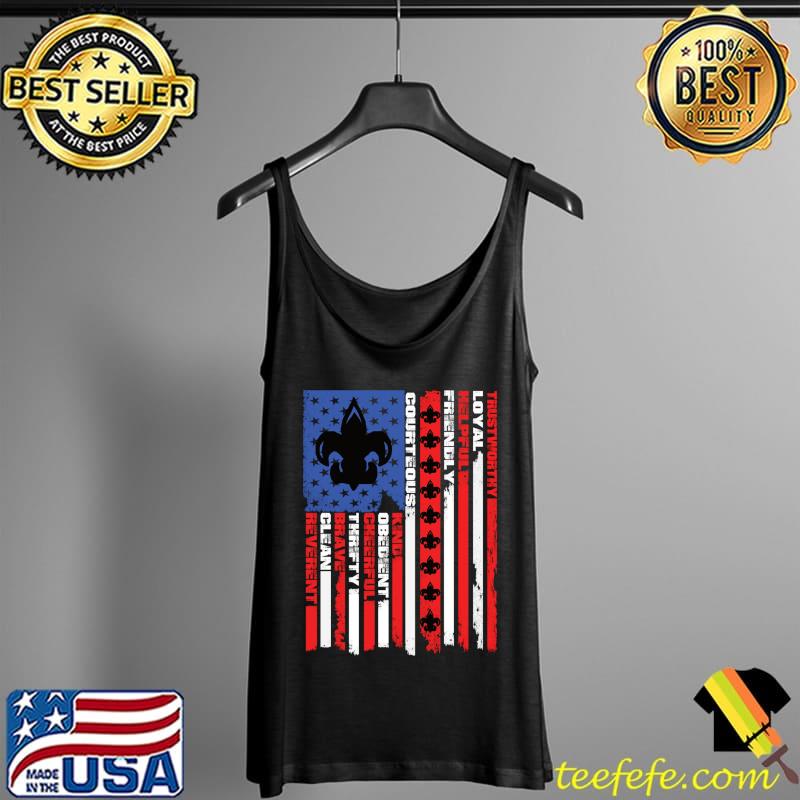 Nice Camping Hiking Scouting Vintage America Flag Scouting Law T-Shirt Tank Top Nice Camping Hiking Scouting Vintage America Flag Scouting Law T-Shirt Tank Top