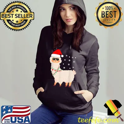 Nice Christmas Llama Pajamas Alpaca In Santa Hat Kids Women Men T-Shirt