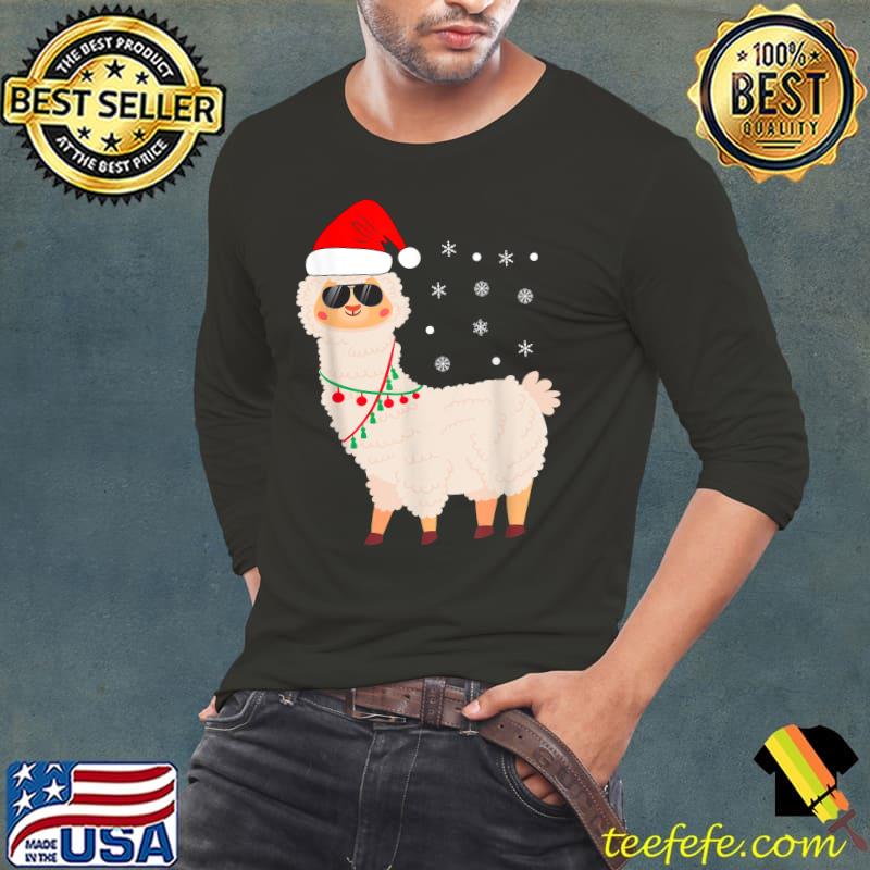 Nice Christmas Llama Pajamas Alpaca In Santa Hat Kids Women Men T-Shirt Long Sleeve Tee Nice Christmas Llama Pajamas Alpaca In Santa Hat Kids Women Men T-Shirt Long Sleeve Tee
