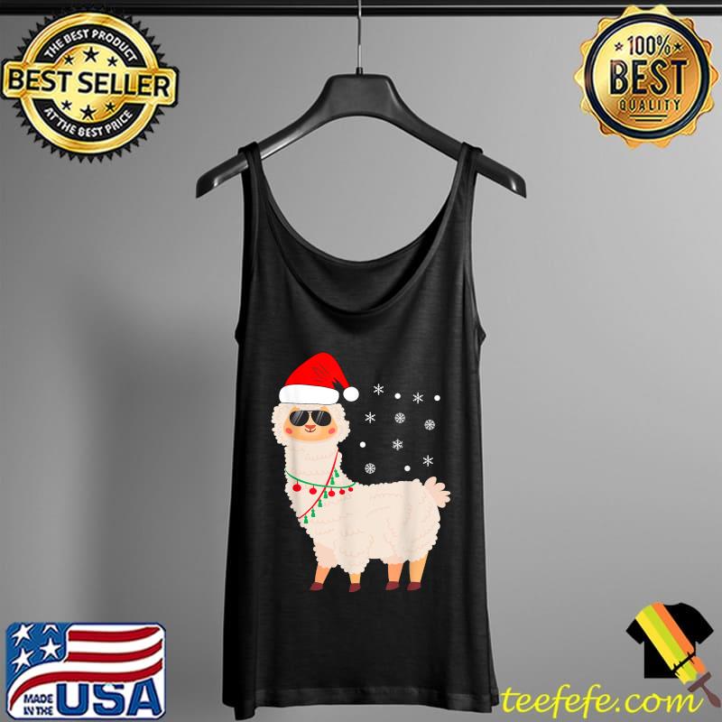 Nice Christmas Llama Pajamas Alpaca In Santa Hat Kids Women Men T-Shirt Tank Top Nice Christmas Llama Pajamas Alpaca In Santa Hat Kids Women Men T-Shirt Tank Top