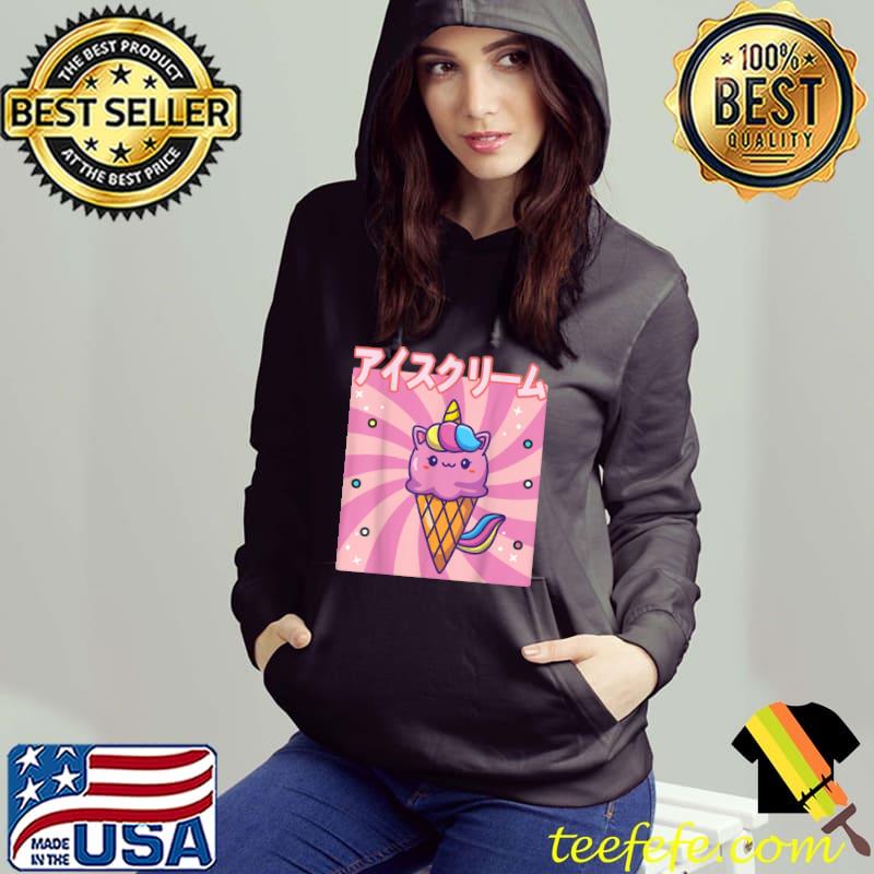 Nice Cute Retro 90s Japanese Kawaii Funny Happy Ice Cream Cat T Shirt