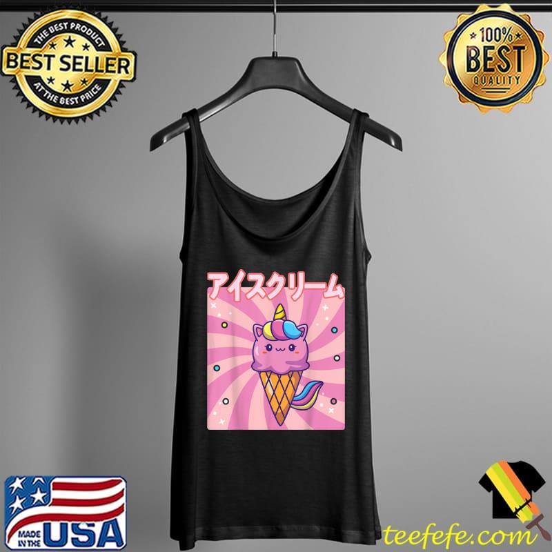 Nice Cute Retro 90s Japanese Kawaii Funny Happy Ice Cream Cat T Shirt Tank Top Nice Cute Retro 90s Japanese Kawaii Funny Happy Ice Cream Cat T Shirt Tank Top