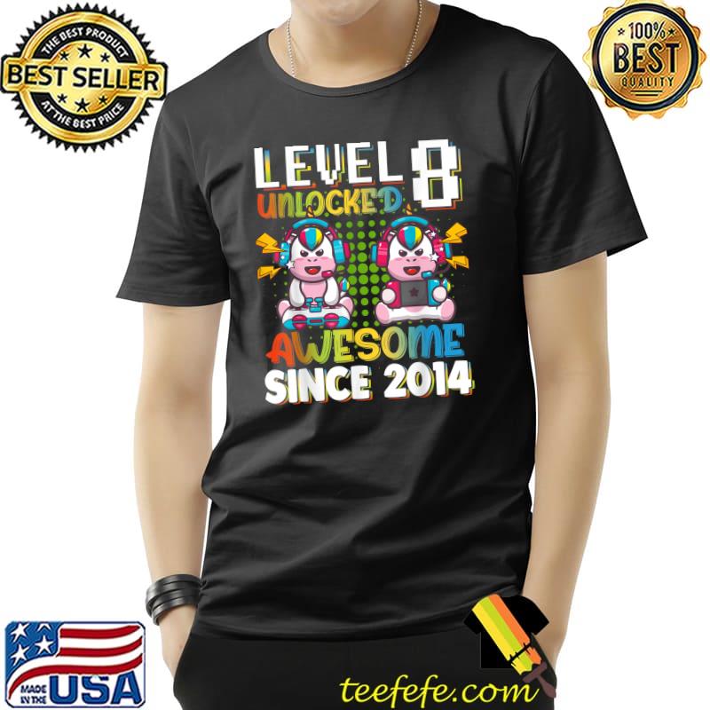 Nice Level 8 Unlocked Unicorn Gaming Video Game 8th Birthday Boys T-Shirt Unisex Nice Level 8 Unlocked Unicorn Gaming Video Game 8th Birthday Boys T-Shirt Unisex