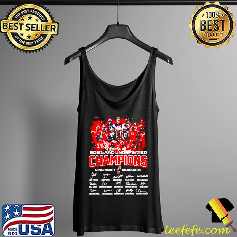 Nice Nice cincinnati Bearcats 2021 AAC undefeated champions players signature Tank Top Nice Nice cincinnati Bearcats 2021 AAC undefeated champions players signature Tank Top