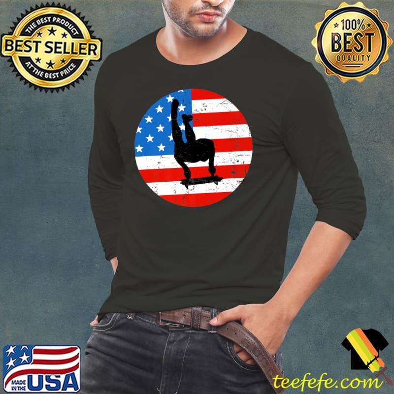 Nice Patriotic American Flag Luge Sled Runner Silhouette USA Premium T-Shirt Long Sleeve Tee Nice Patriotic American Flag Luge Sled Runner Silhouette USA Premium T-Shirt Long Sleeve Tee
