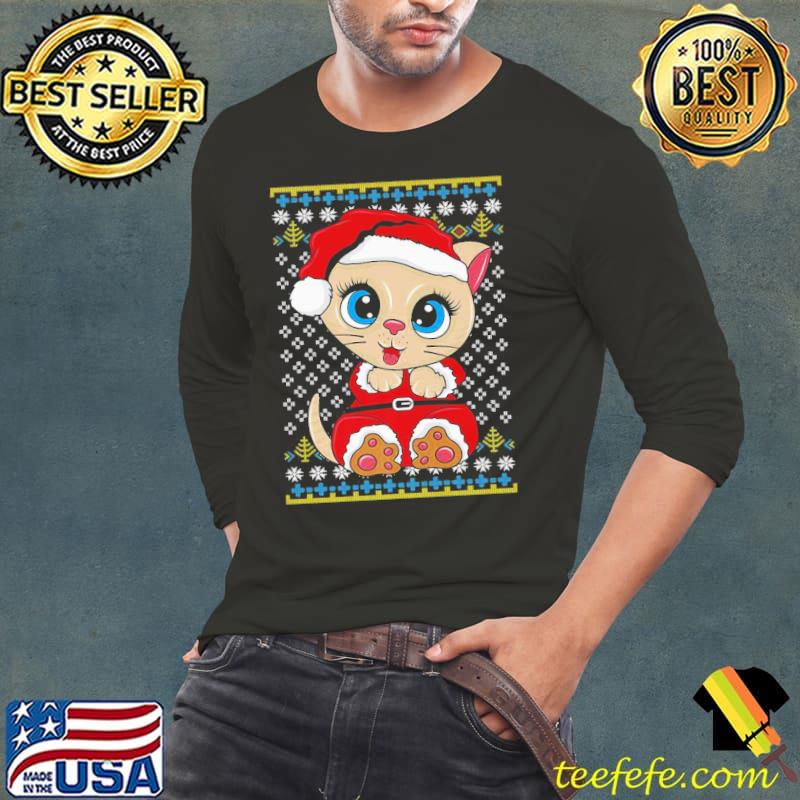 Nice Santa kitten ugly christmas gift xmas cat pajama Long Sleeve Tee Nice Santa kitten ugly christmas gift xmas cat pajama Long Sleeve Tee