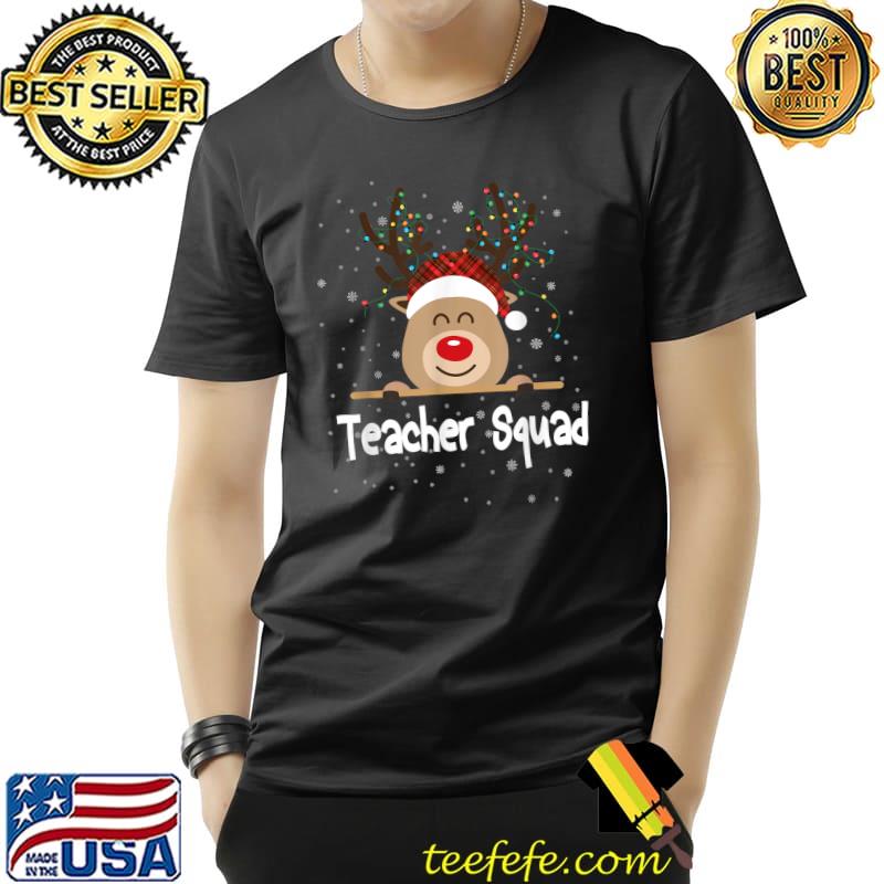 Nice Teacher Squad Plaid Reindeer Santa Hat Teacher Christmas T-Shirt Unisex Nice Teacher Squad Plaid Reindeer Santa Hat Teacher Christmas T-Shirt Unisex