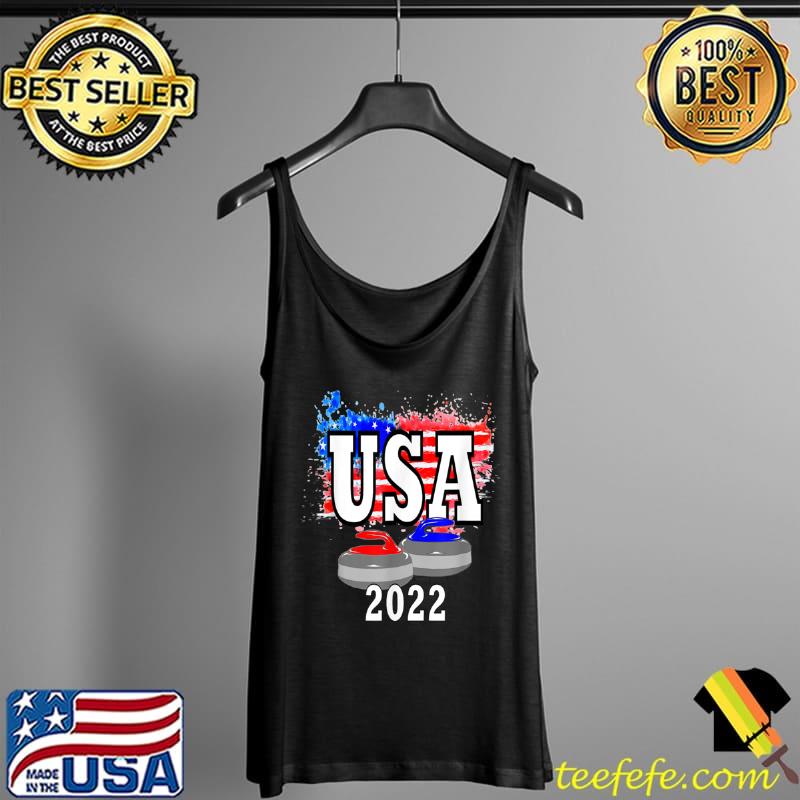 Official CURLING USA FLAG 2022 Curling Fan T Shirt Tank Top Official CURLING USA FLAG 2022 Curling Fan T Shirt Tank Top