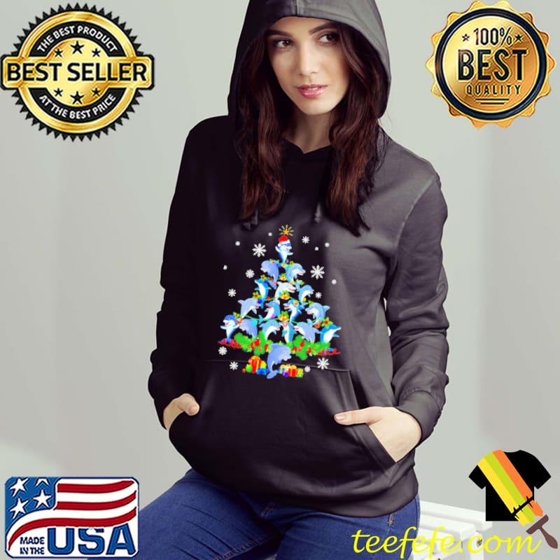 Official Dolphin Santa hat Christmas tree shirt