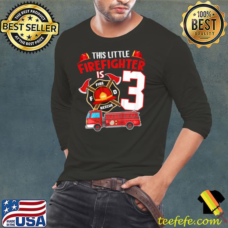 Official Kids Firefighter Kids 3 Year Old 3rd Birthday Fire Truck Fireman T Shirt Long Sleeve Tee Official Kids Firefighter Kids 3 Year Old 3rd Birthday Fire Truck Fireman T Shirt Long Sleeve Tee