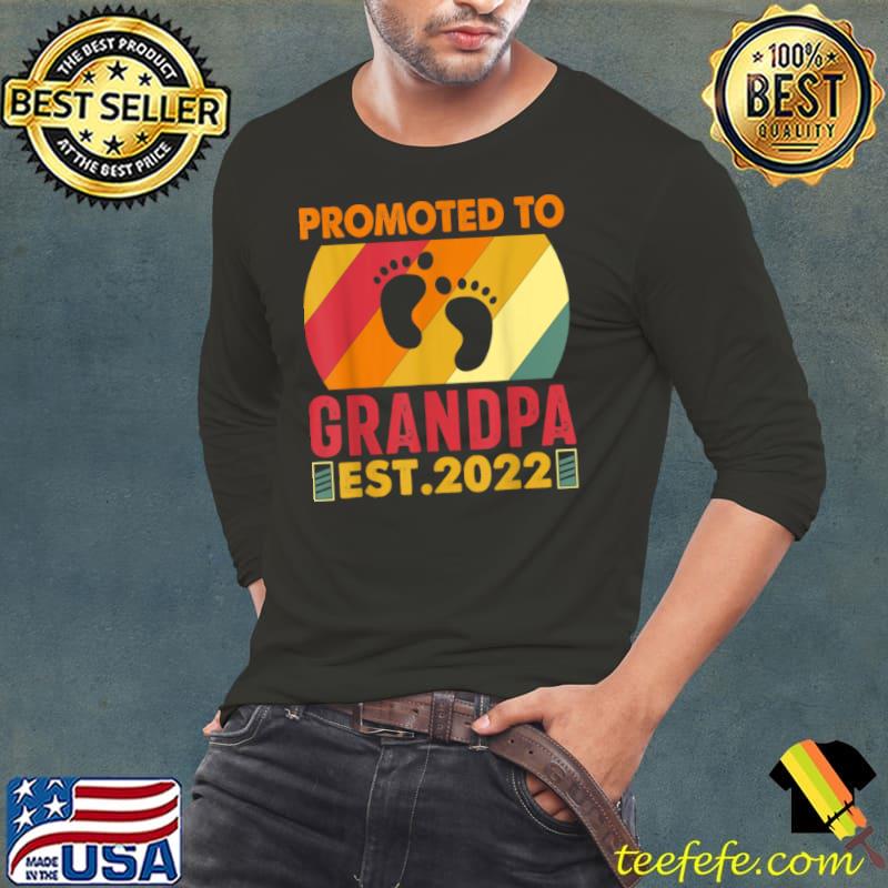 Official Mens Promoted To Grandpa Est. 2022 Retro Vintage T Shirt Long Sleeve Tee Official Mens Promoted To Grandpa Est. 2022 Retro Vintage T Shirt Long Sleeve Tee