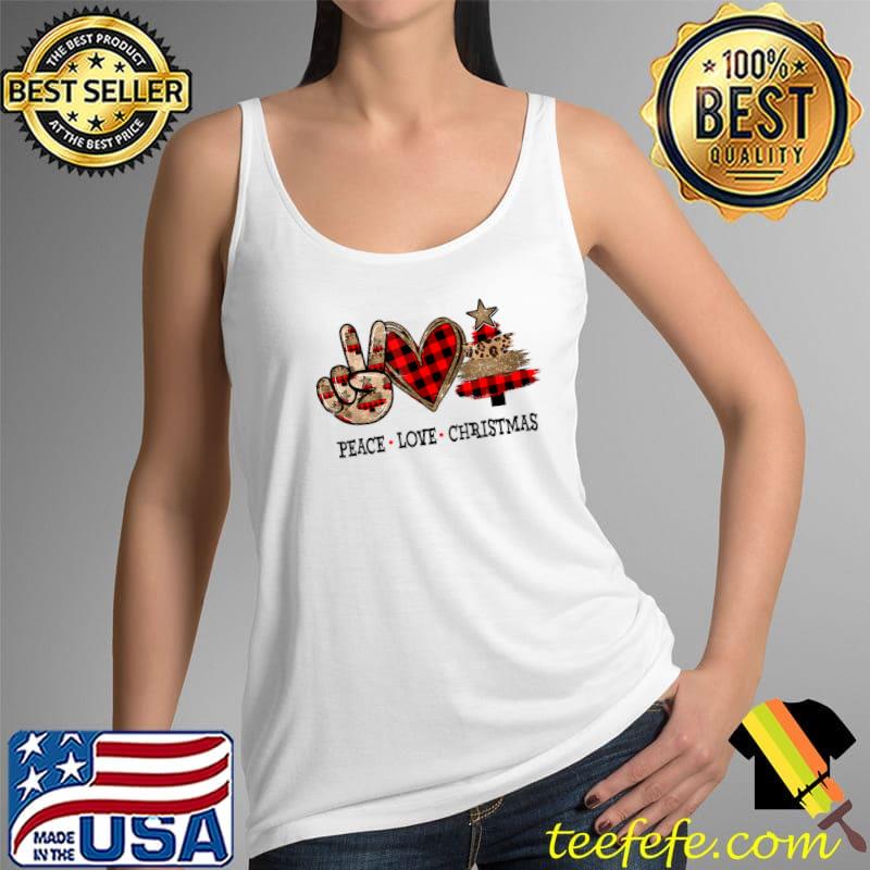 Official Peace Love Christmas Buffalo Plaid Leopard Family Christmas T-Shirt Tank Top Official Peace Love Christmas Buffalo Plaid Leopard Family Christmas T-Shirt Tank Top