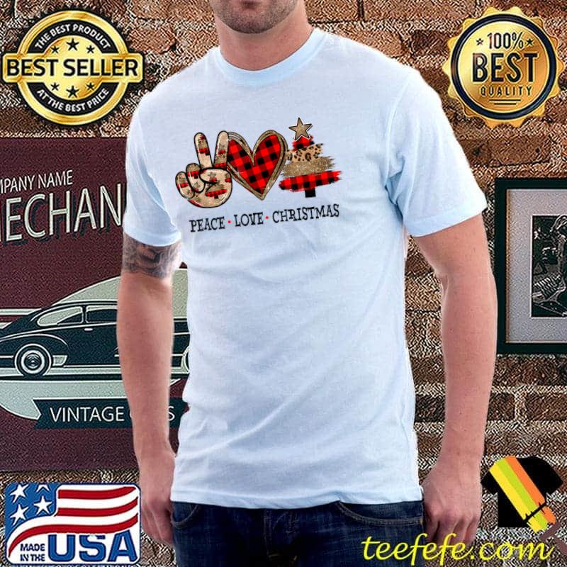 Official Peace Love Christmas Buffalo Plaid Leopard Family Christmas T-Shirt Unisex Official Peace Love Christmas Buffalo Plaid Leopard Family Christmas T-Shirt Unisex