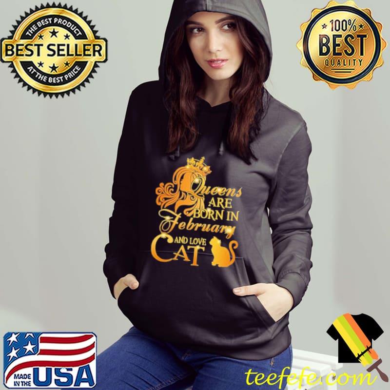 Official Queens Are Born In February And Love Cat Shirt Official Queens Are Born In February And Love Cat Shirt
