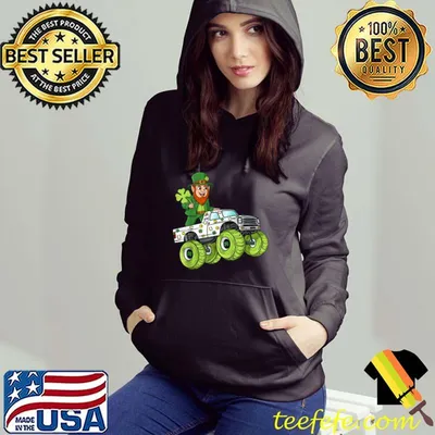 Official St Patricks Day Leprechaun Monster Truck Lucky Boys Kids T-Shirt