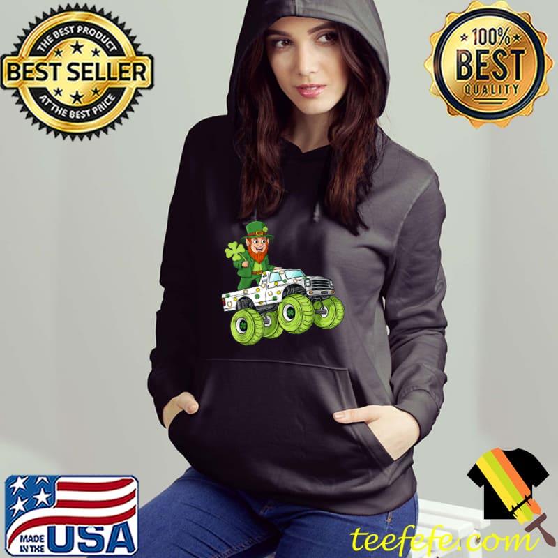 Official St Patricks Day Leprechaun Monster Truck Lucky Boys Kids T-Shirt