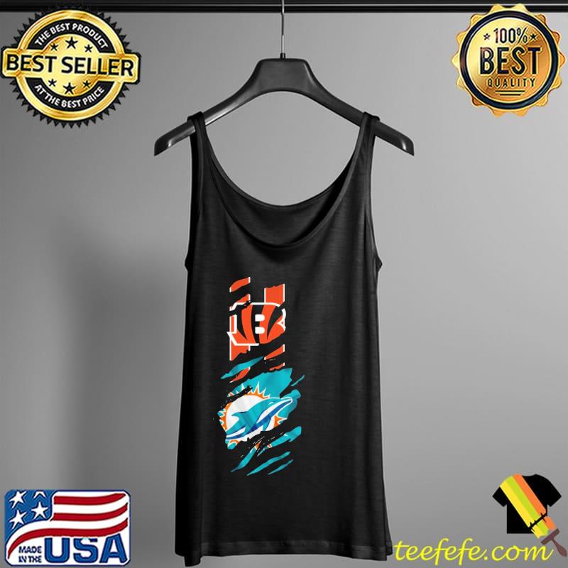 Original Bengals and Dolphins Ripped Double Fan Shirt Tank Top Original Bengals and Dolphins Ripped Double Fan Shirt Tank Top