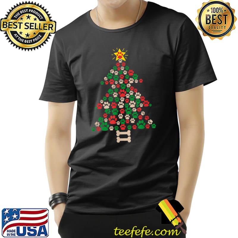 Original Cute Dog Paws Print Christmas Tree - Paw Print Star Top T-Shirt Unisex Original Cute Dog Paws Print Christmas Tree - Paw Print Star Top T-Shirt Unisex