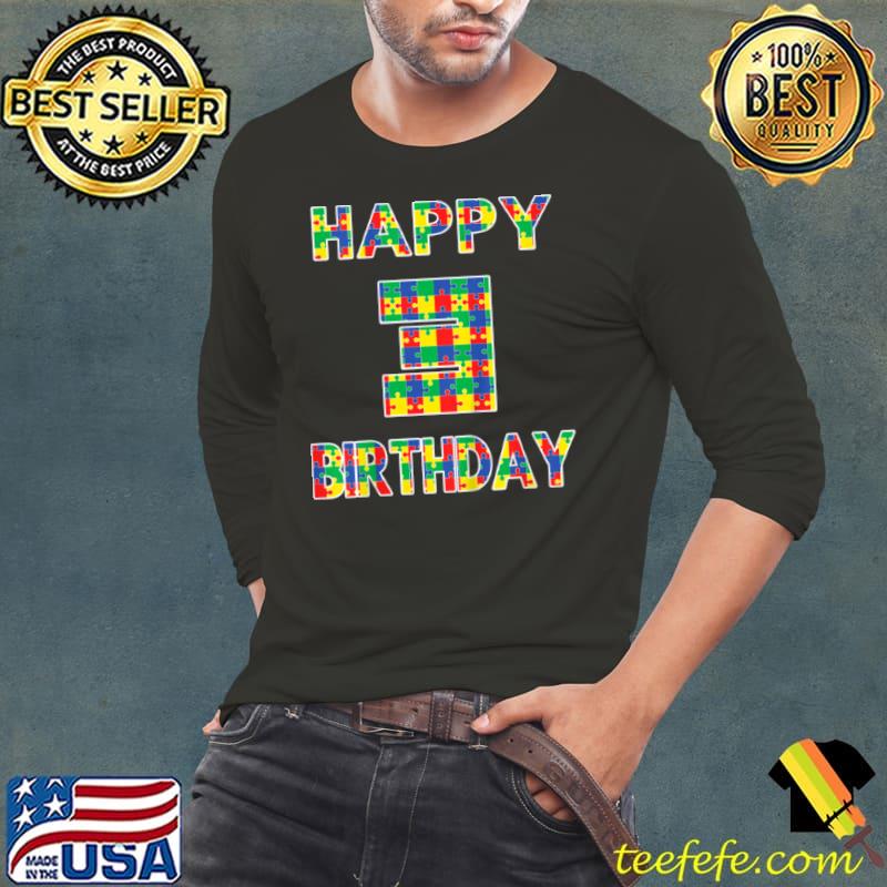 Original Kids happy 3th birthday puzzle third anniversary T Shirt Long Sleeve Tee Original Kids happy 3th birthday puzzle third anniversary T Shirt Long Sleeve Tee