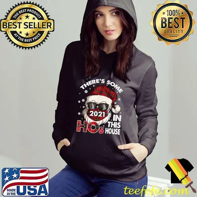 Original There's Some Hos In This House Funny Santa Christmas 2021 T-Shirt
