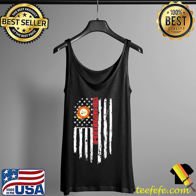 Original Uss Saipan LHA-2 American Flag Shirt Tank Top Original Uss Saipan LHA-2 American Flag Shirt Tank Top