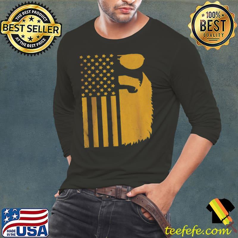 Patriotic US Flag Beard And Sunglasses For Men With Beards T-Shirt Long Sleeve Tee Patriotic US Flag Beard And Sunglasses For Men With Beards T-Shirt Long Sleeve Tee