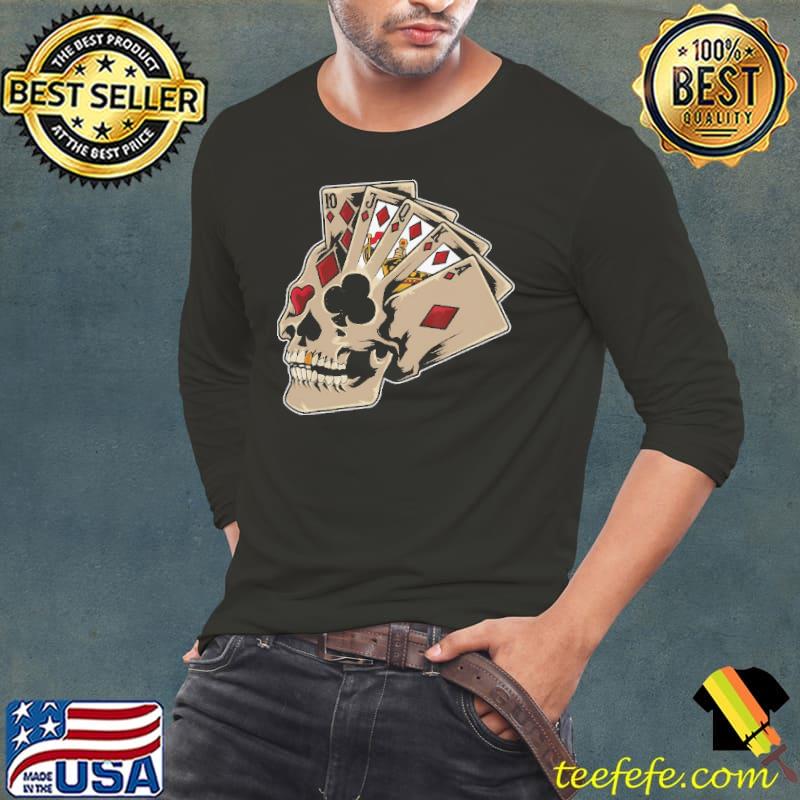 Poker Themed Skull Shirt Long Sleeve Tee Poker Themed Skull Shirt Long Sleeve Tee