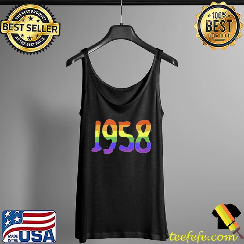 Premium 1958 LGBT Flag Gray Butterfly Gay Pride Month T-Shirt Tank Top Premium 1958 LGBT Flag Gray Butterfly Gay Pride Month T-Shirt Tank Top