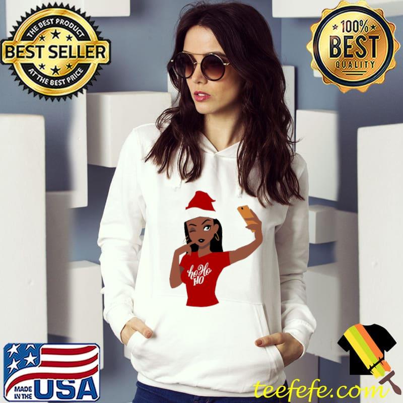 Premium Christmas Afro Girl Selfie Classic Shirt