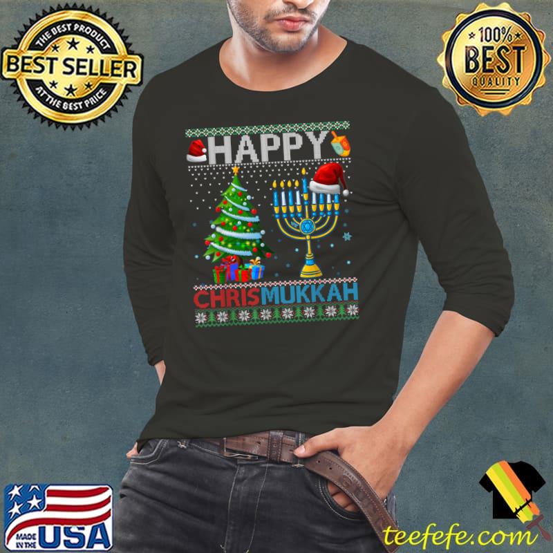 Premium Happy Chrismukkah Jewish Christmas Hanukkah Chanuka T- Long Sleeve Tee Premium Happy Chrismukkah Jewish Christmas Hanukkah Chanuka T- Long Sleeve Tee
