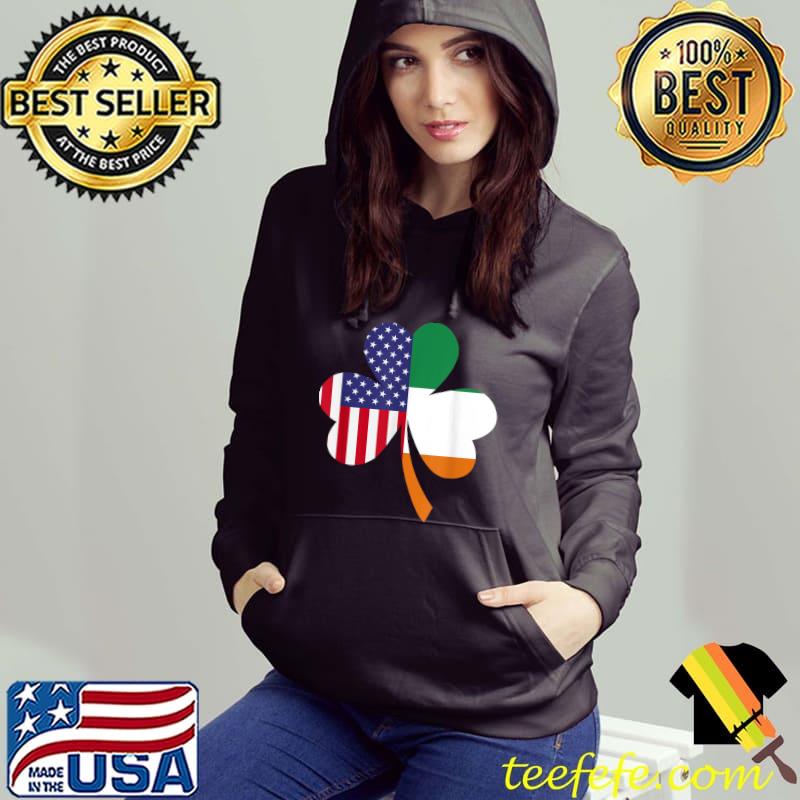 Premium Irish American Flag Shamrock Lucky Clover St Patrick Day T-Shirt