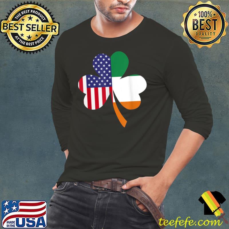 Premium Irish American Flag Shamrock Lucky Clover St Patrick Day T-Shirt Long Sleeve Tee Premium Irish American Flag Shamrock Lucky Clover St Patrick Day T-Shirt Long Sleeve Tee