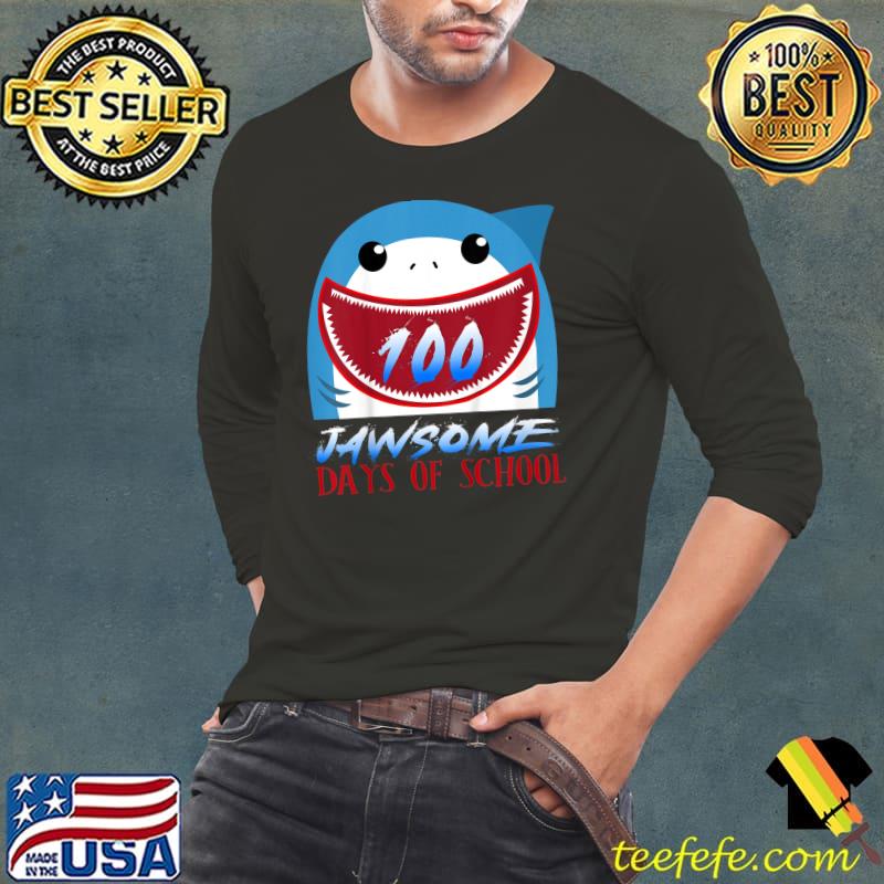 Premium Kids 100 Days Of School Funny Jawsome Shark Kids Boy Girl Gift T-Shirt Long Sleeve Tee Premium Kids 100 Days Of School Funny Jawsome Shark Kids Boy Girl Gift T-Shirt Long Sleeve Tee
