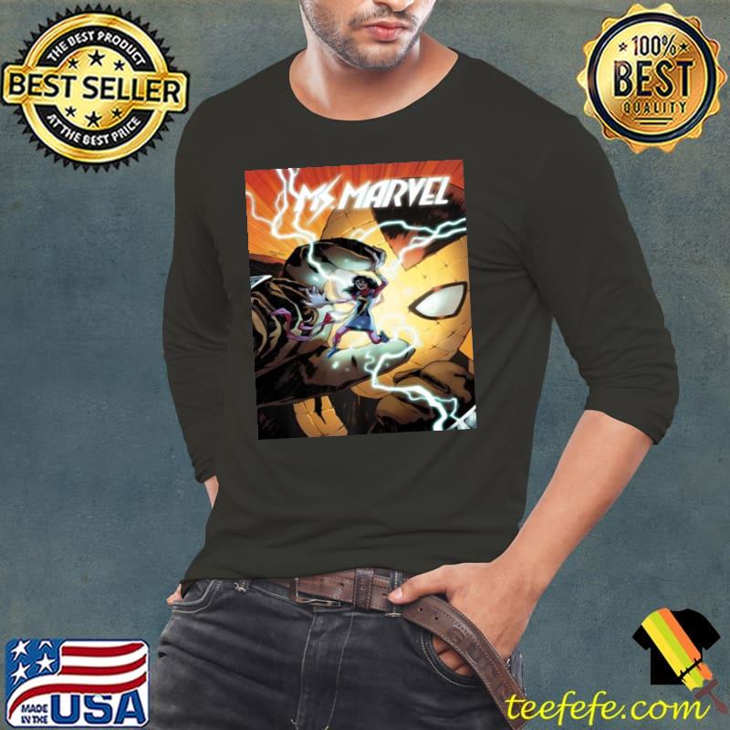 Premium Marvel Ms. Marvel Shocker Comic Cover Shirt Long Sleeve Tee Premium Marvel Ms. Marvel Shocker Comic Cover Shirt Long Sleeve Tee