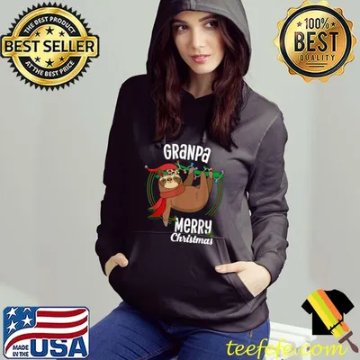 Premium Santa Sloth Granpa Merry Christmas Pajamas For Family Xmas T-Shirt